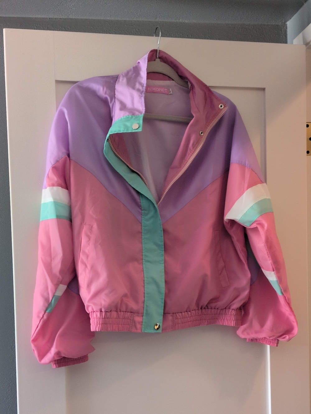 Pastel Colorblock Windbreaker Jacket - Pink & Lavender